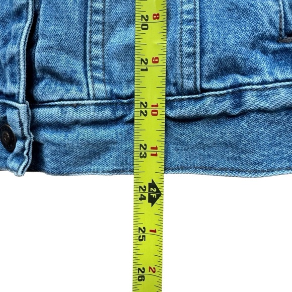 Vintage Roxy Blue Denim Jean Jacket Moto Embroidered Long Sleeve Snap M - Picture 6 of 7